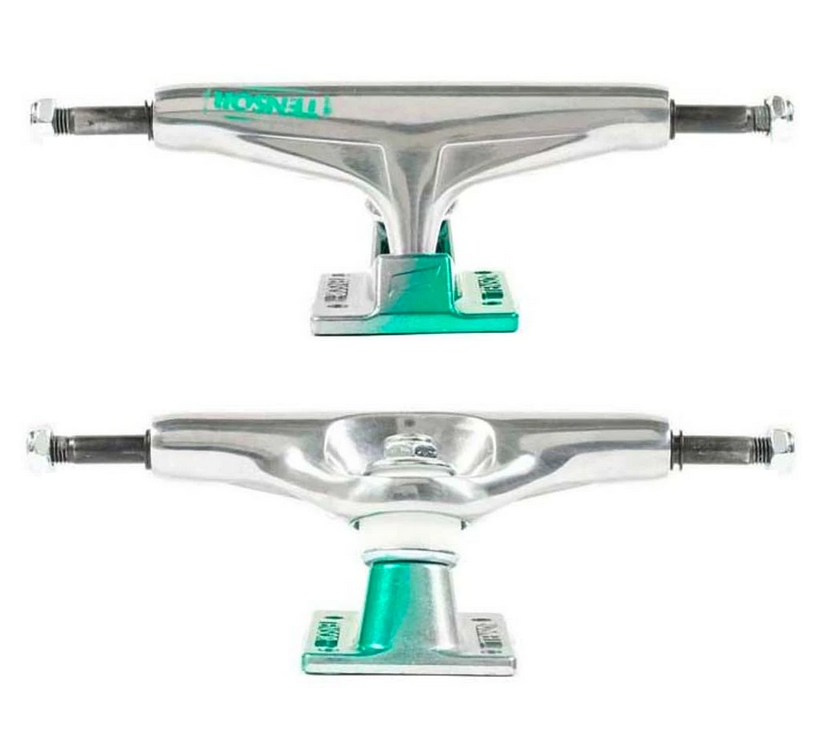 TENSOR Alum Stencil Mirror 5.5 Skateboard Trucks - Raw/Green Fade
