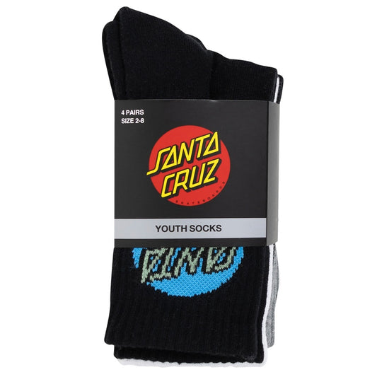 SANTA CRUZ Other Dot Youth 4pk Socks - Black/White/Grey Marle