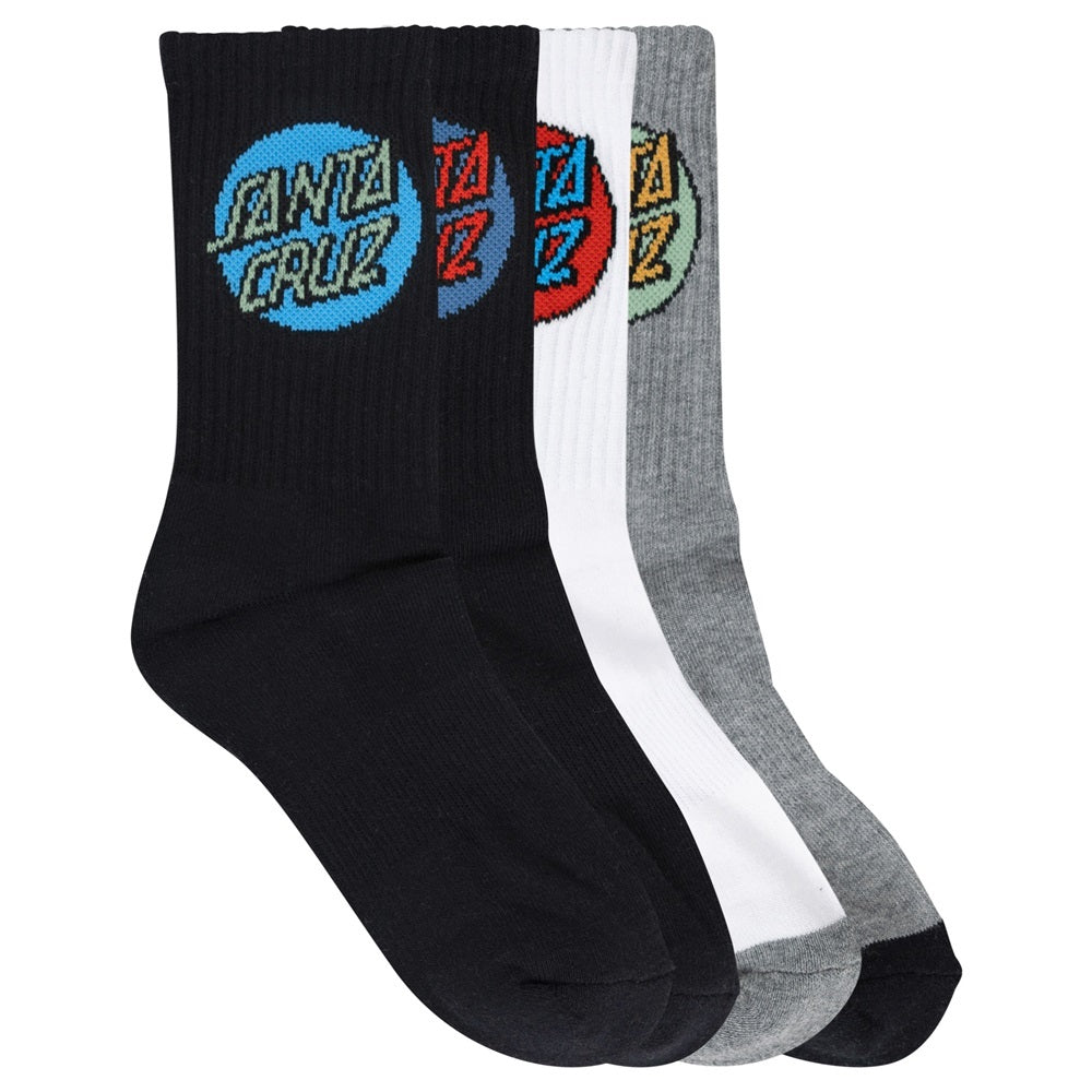 SANTA CRUZ Other Dot Youth 4pk Socks - Black/White/Grey Marle