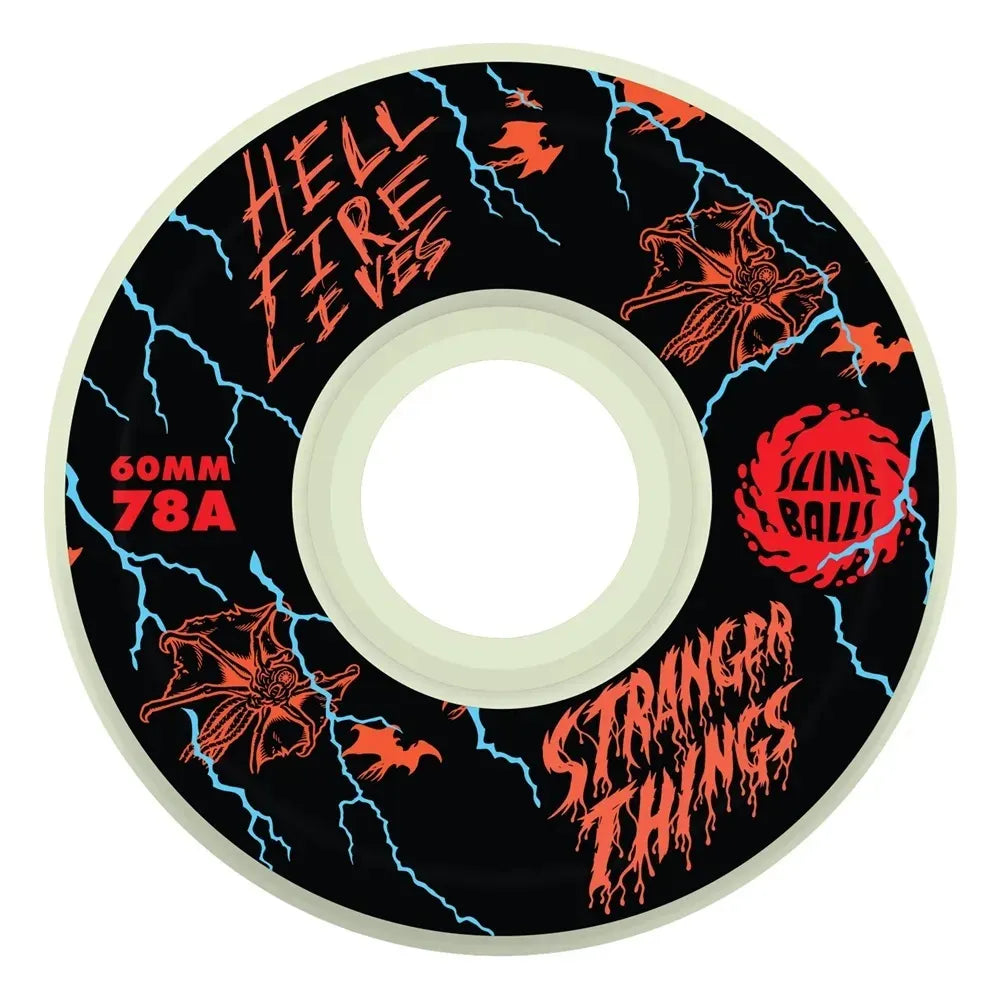 SANTA CRUZ 60mm Slime Balls Stranger Things Meek Slasher Eddie 78A Skateboard Wheels - Clear