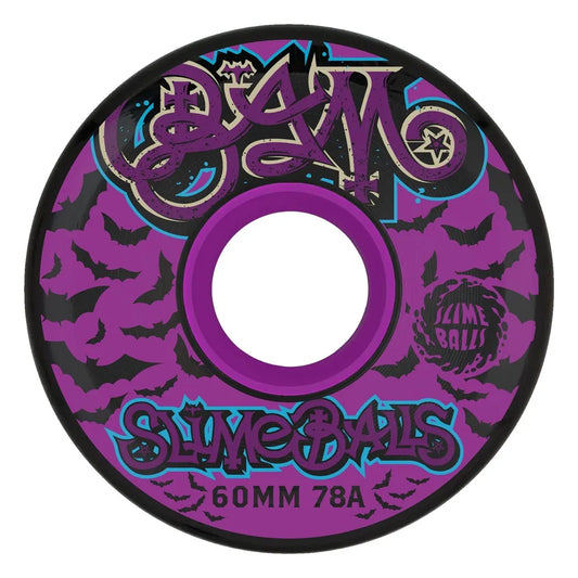 SANTA CRUZ 78A Bam Margera Guest OG Slimeballs 60mm Skateboard Wheels - Black/Purple