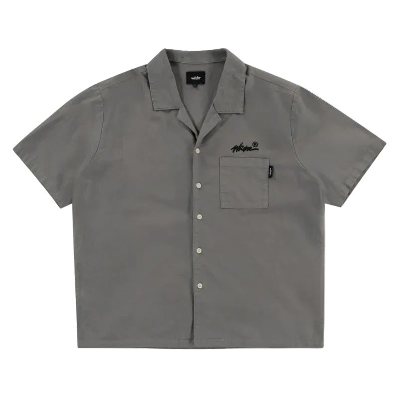 WNDRR Script S/S Mens Shirt - Moon Grey