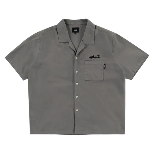 WNDRR Script S/S Mens Shirt - Moon Grey