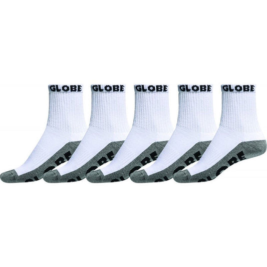GLOBE Quarter Mens 5pk Socks - White/Grey
