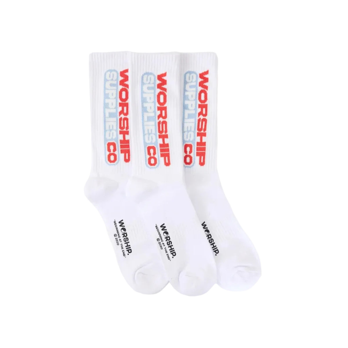 WORSHIP Globo 3PK Socks - White