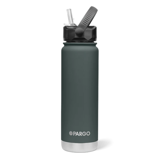 PARGO 750ml Insulated Sports Drink Bottle w/ Straw Lid - BBQ Charcoal