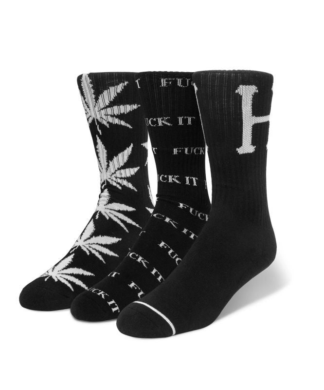 HUF Variety 3pk Socks - Black/White