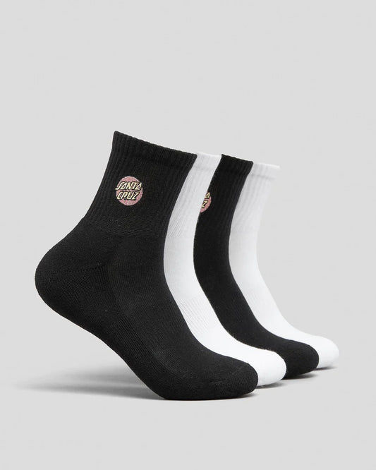 SANTA CRUZ Other Dot Youth 4pk Mid Socks - Black/White