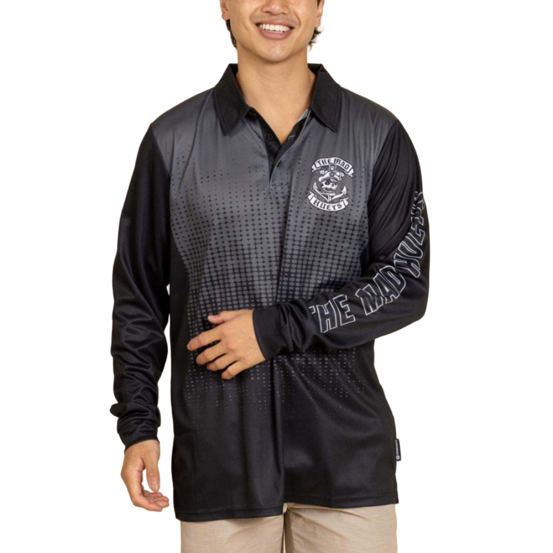 THE MAD HUEYS Sailor Anchor UPF 50+ Mens Fishing Jersey - Charcoal