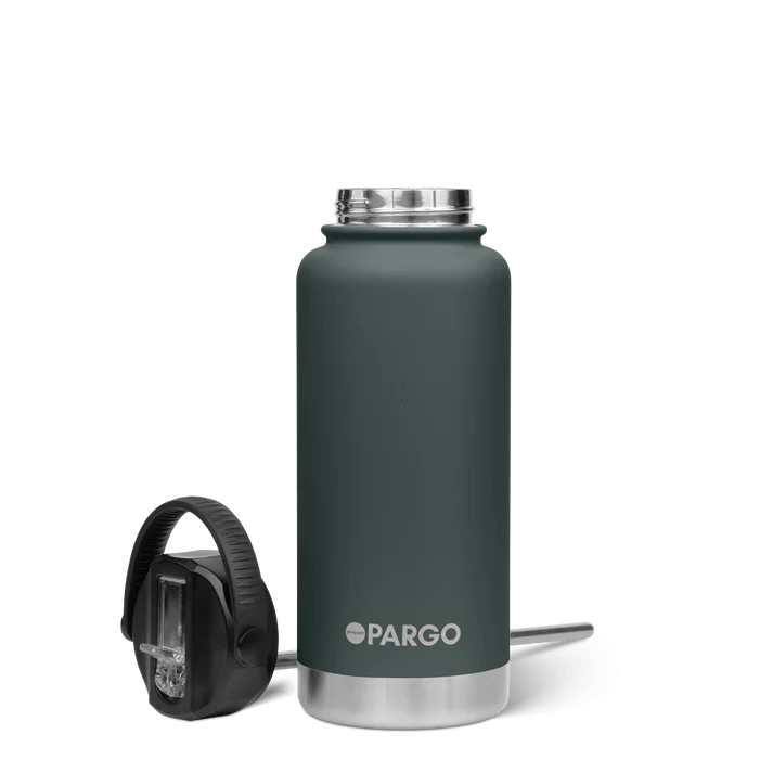 PARGO 950ml Insulated Sports Drink Bottle w/ Straw Lid - BBQ Charcoal