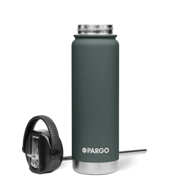 PARGO 750ml Insulated Sports Drink Bottle w/ Straw Lid - BBQ Charcoal
