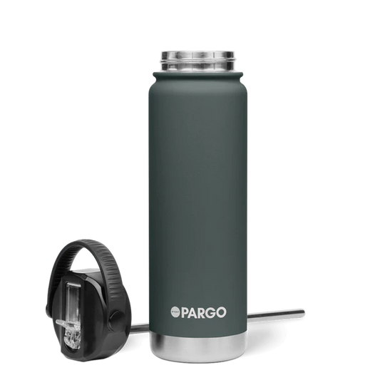 PARGO 750ml Insulated Sports Drink Bottle w/ Straw Lid - BBQ Charcoal