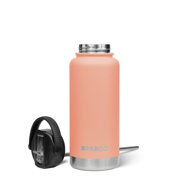 PARGO 950ml Insulated Sports Drink Bottle w/ Straw Lid - Coral Pink
