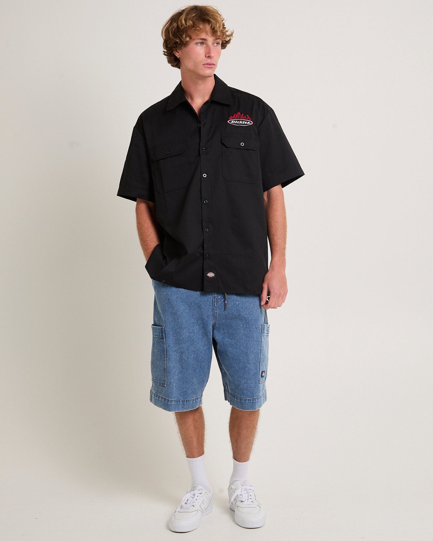 DICKIES 1574 Fire Boy Mens Short Sleeve Shirt - Black