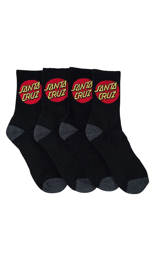 SANTA CRUZ Classic Dot Mens 4pk Socks - Black