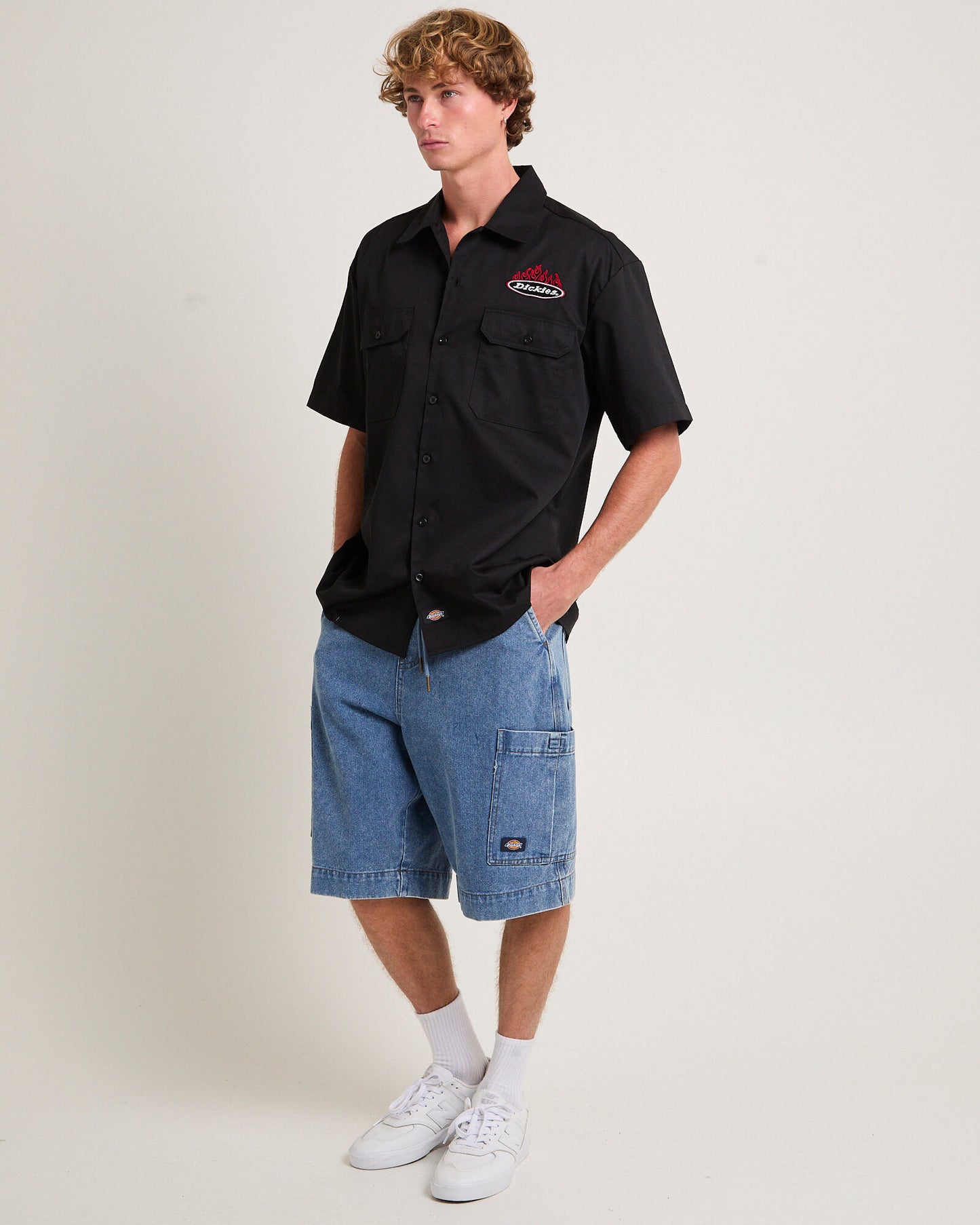 DICKIES 1574 Fire Boy Mens Short Sleeve Shirt - Black