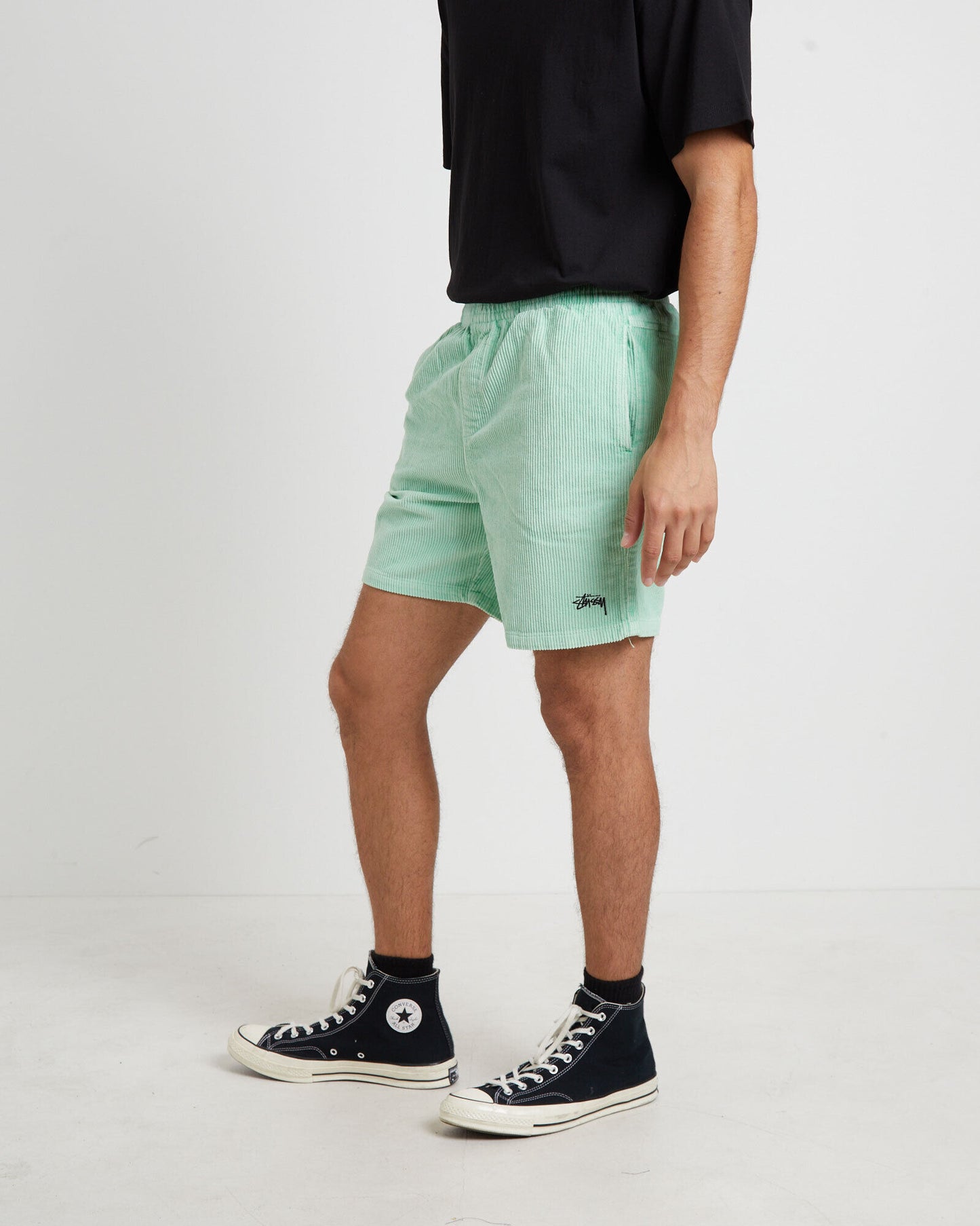 STUSSY Wide Wale Cord Mens Beach Short - Pigment Washed Green