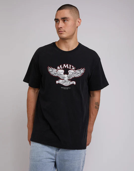 SILENT THEORY Wings of The Night Mens Tee - Washed Black