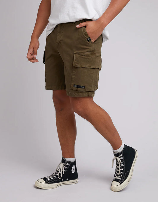 SILENT THEORY Military Mens Cargo Shorts - Khaki