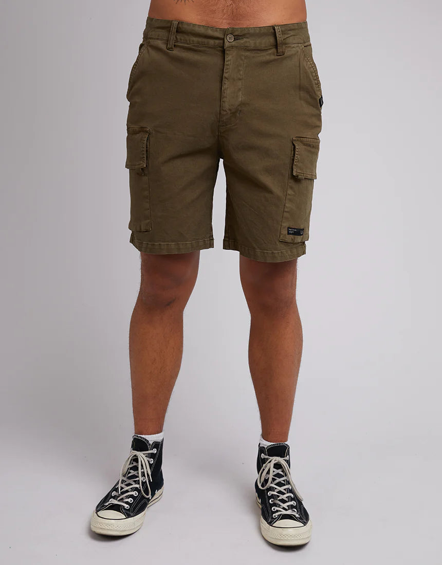 SILENT THEORY Military Mens Cargo Shorts - Khaki