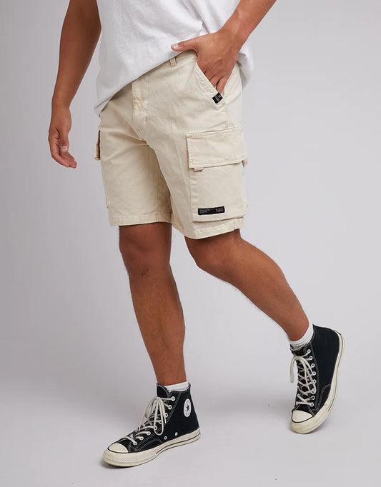 SILENT THEORY Military Mens Cargo Shorts - Tan