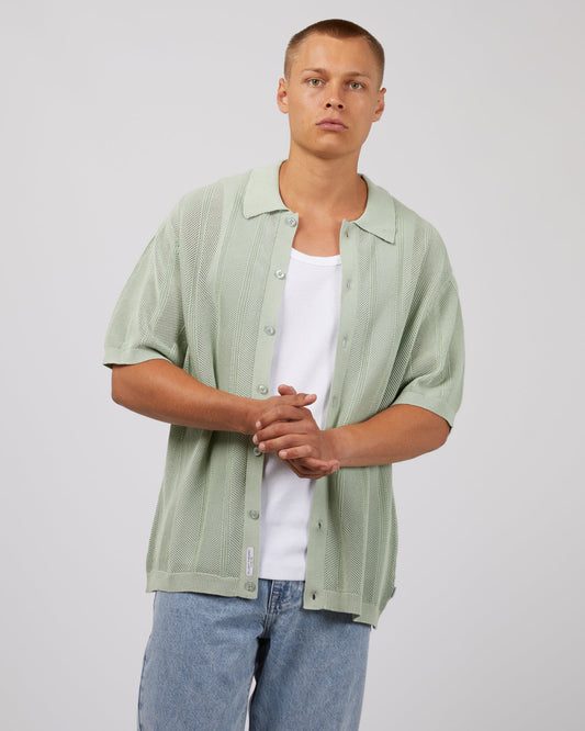 SILENT THEORY Hurley Knit Mens S/S Shirt - Sage