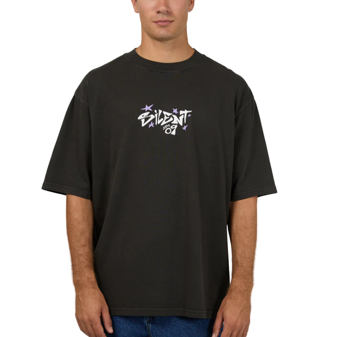 SILENT THEORY Influence Box Fit Mens Tee - Charcoal