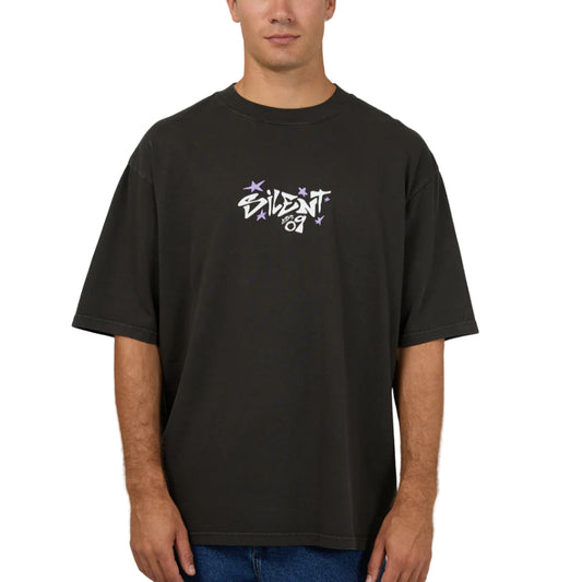 SILENT THEORY Influence Box Fit Mens Tee - Charcoal
