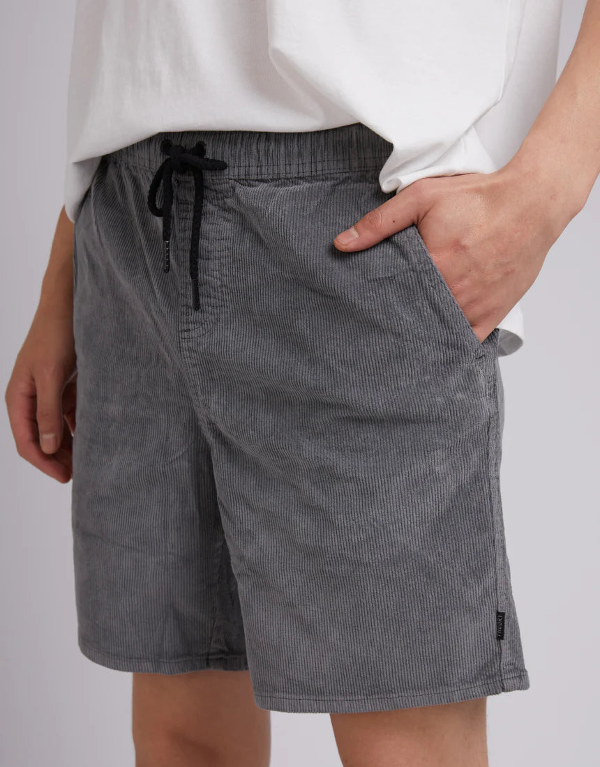 SILENT THEORY Cord Shorts - Grey