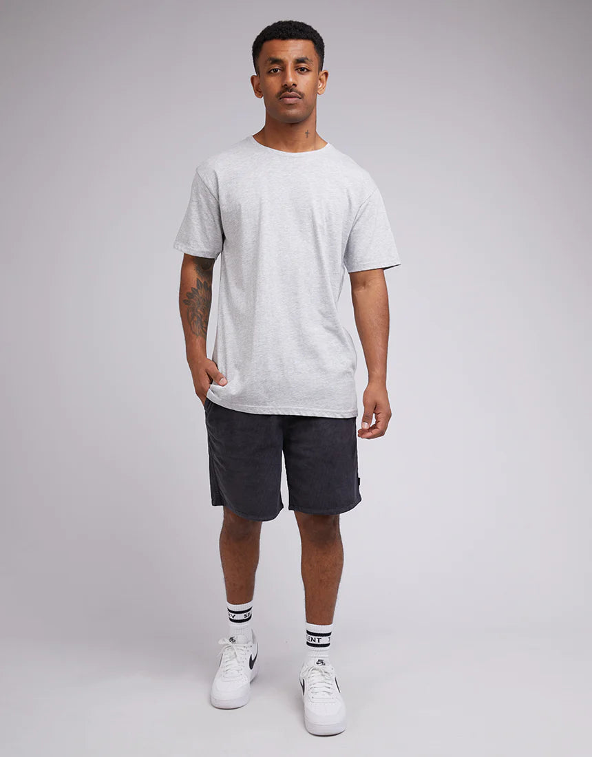 SILENT THEORY Cord Shorts - Washed Black