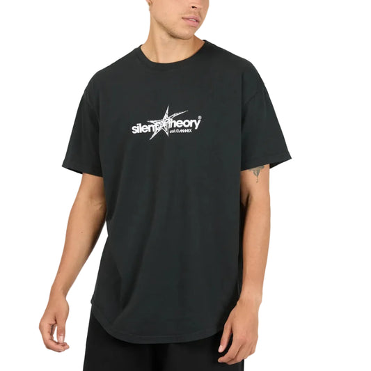 SILENT THEORY Chaos Scoop Tee - Washed Black