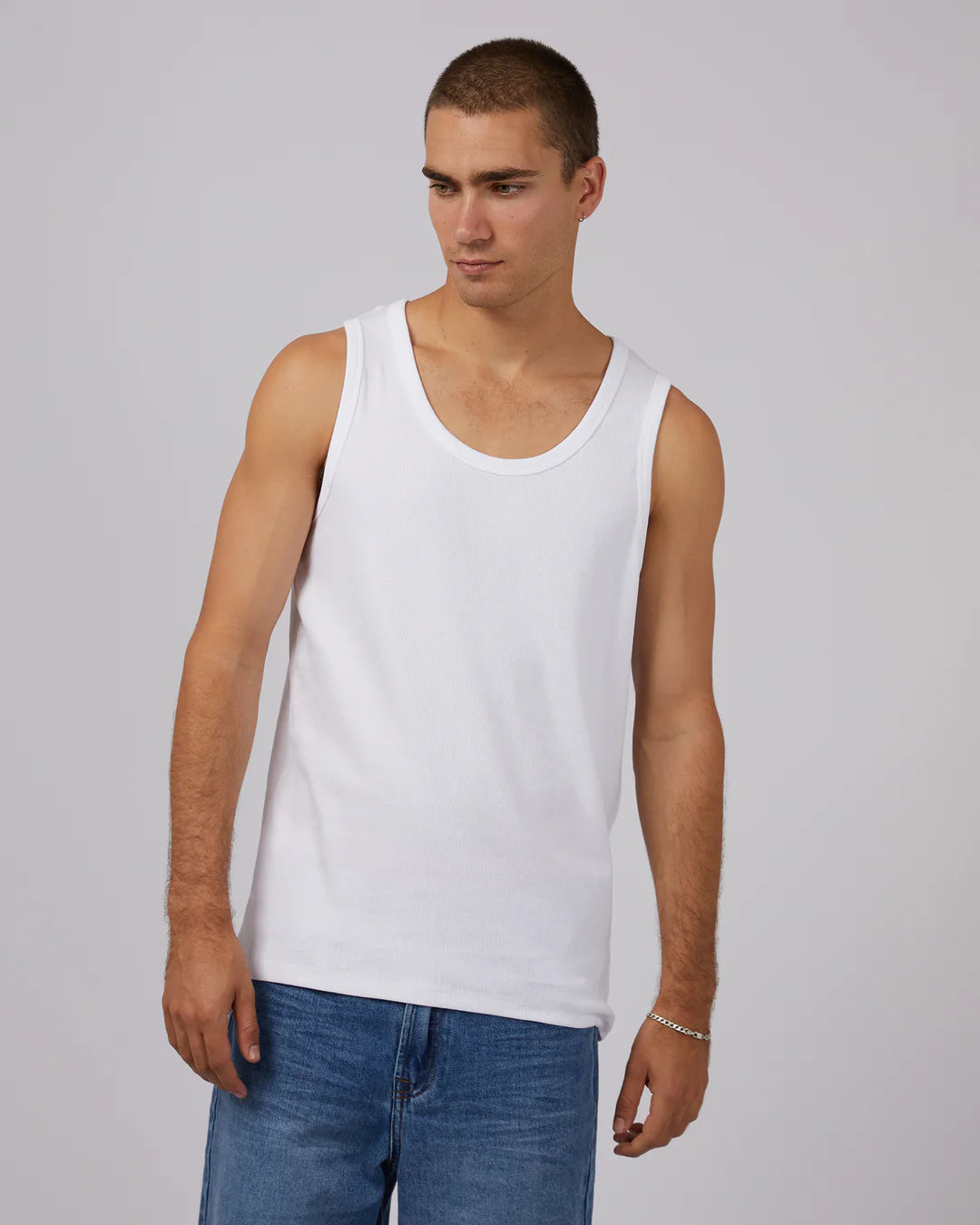 SILENT THEORY Rib Mens Tank - White