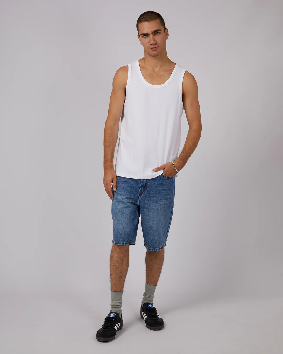 SILENT THEORY Rib Mens Tank - White