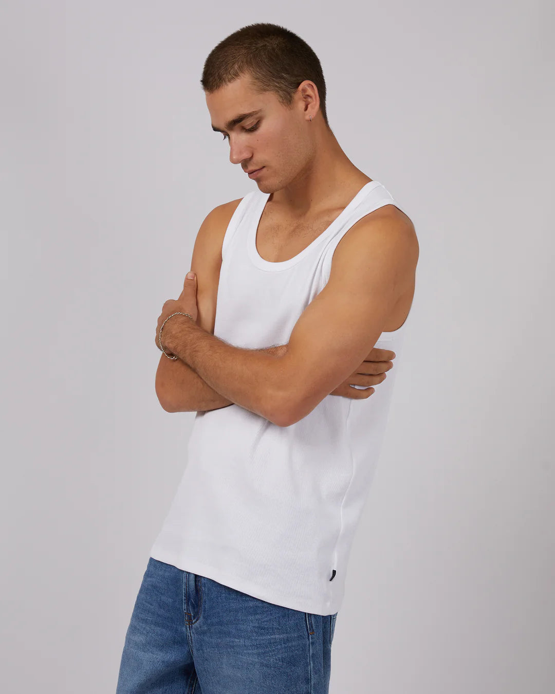 SILENT THEORY Rib Mens Tank - White