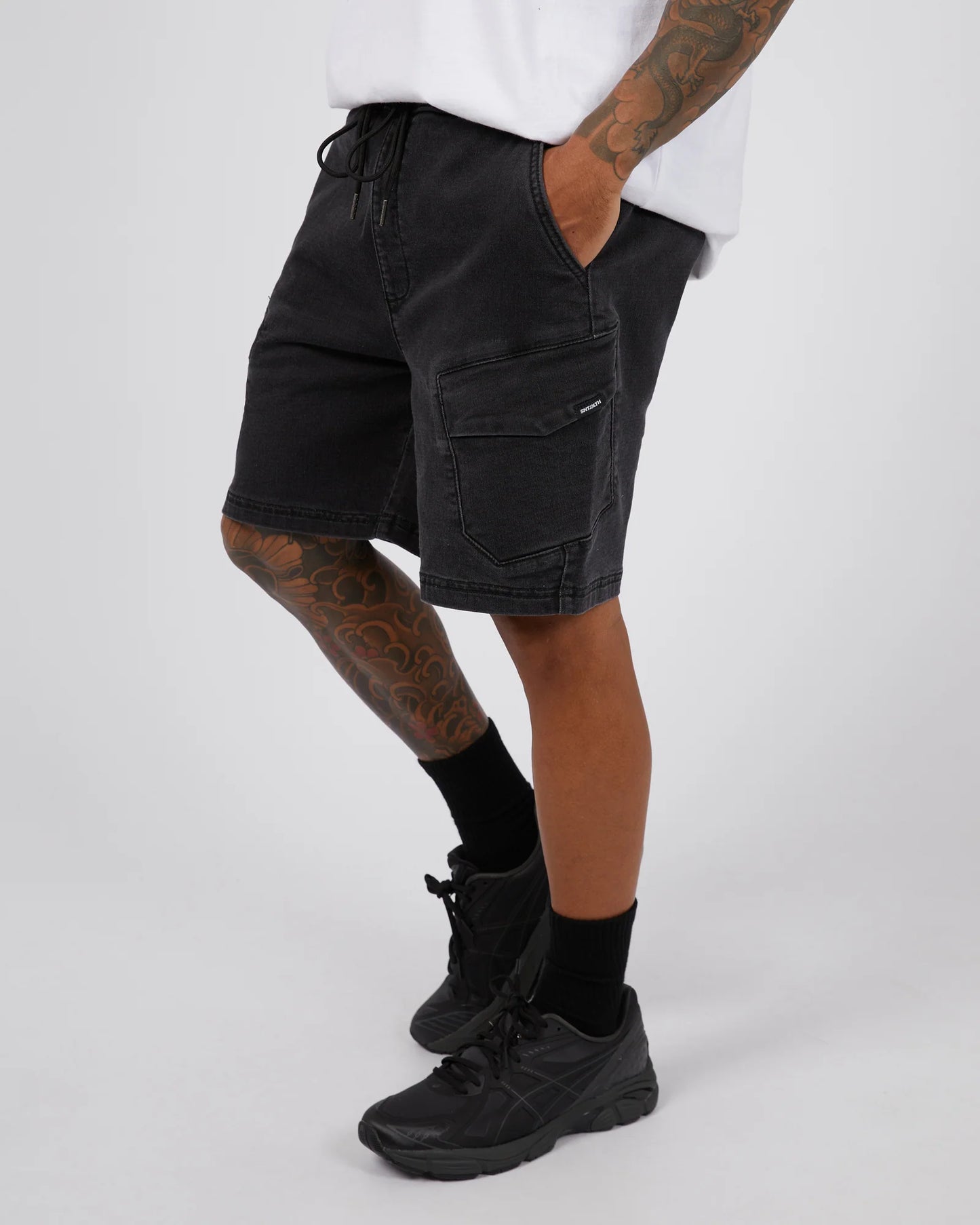 ST GOLIATH Gully Mens Cargo Shorts - Washed Black