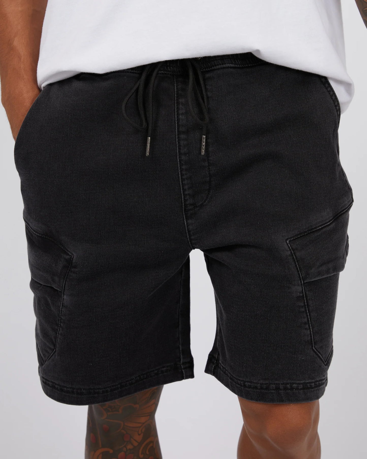 ST GOLIATH Gully Mens Cargo Shorts - Washed Black