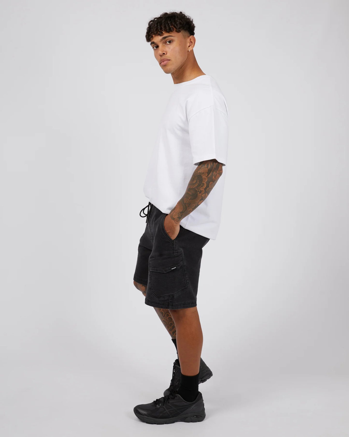 ST GOLIATH Gully Mens Cargo Shorts - Washed Black