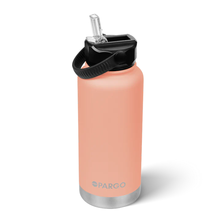 PARGO 950ml Insulated Sports Drink Bottle w/ Straw Lid - Coral Pink