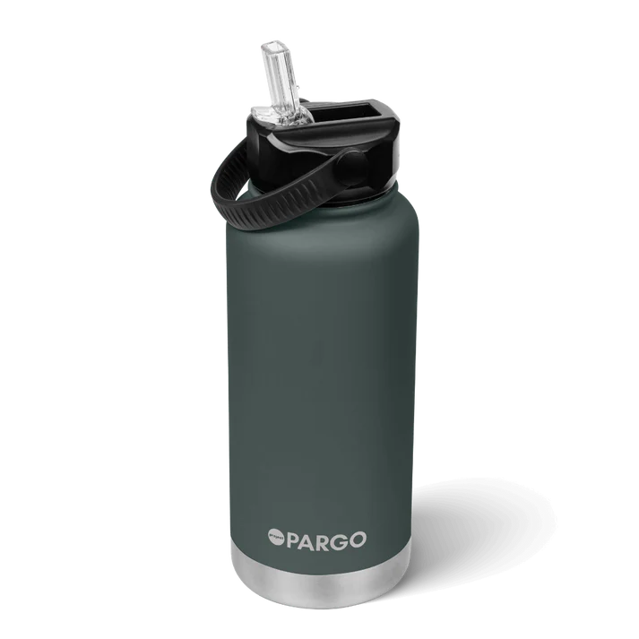 PARGO 950ml Insulated Sports Drink Bottle w/ Straw Lid - BBQ Charcoal
