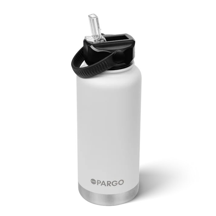 PARGO 950ml Insulated Sports Drink Bottle w/ Straw Lid - Bone White