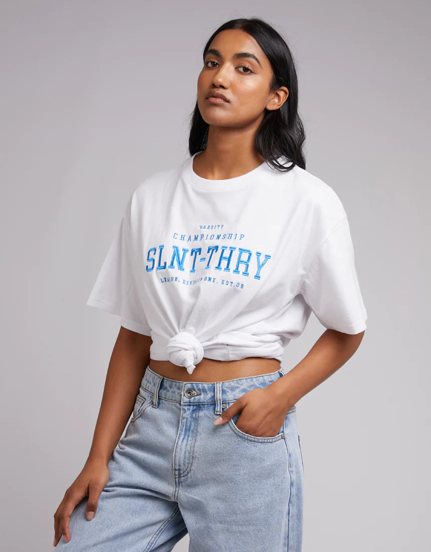 SILENT THEORY Varsity Womens Tee - Light Blue