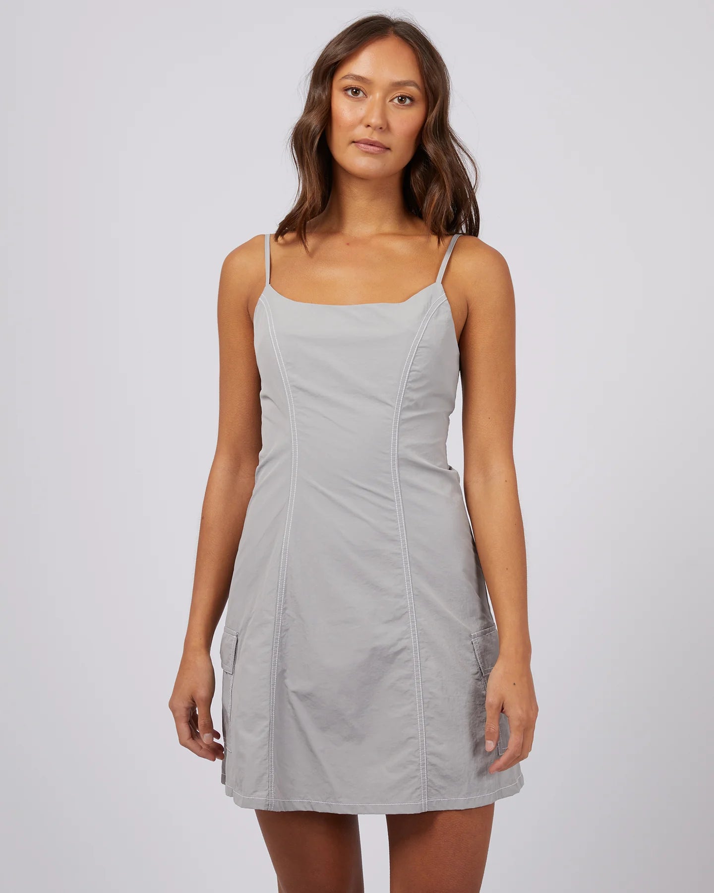 SILENT THEORY Ace Contrast Womens Dress - Grey