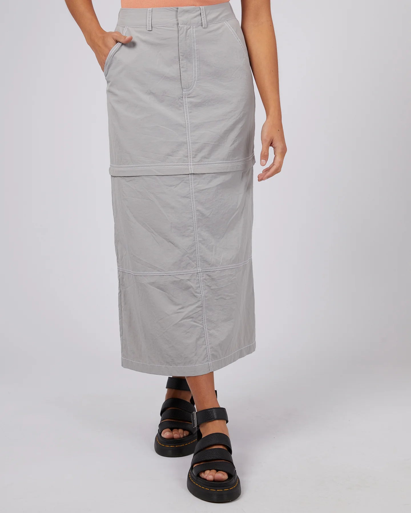 SILENT THEORY Ace Contrast Womens Skirt - Grey