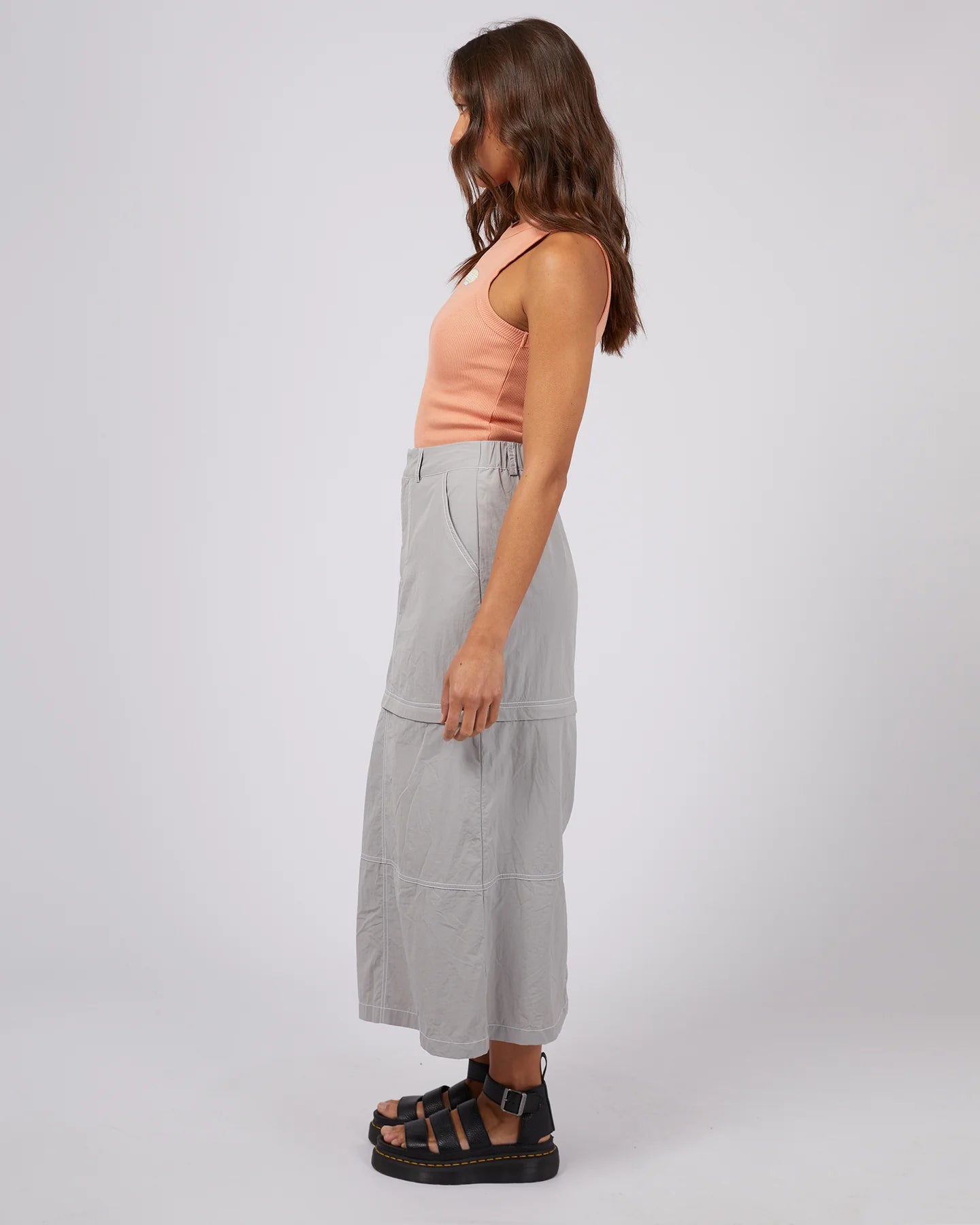 SILENT THEORY Ace Contrast Womens Skirt - Grey