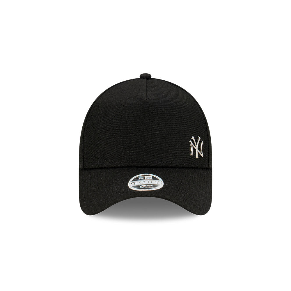 NEW ERA New York Yankees Flawless 9FORTY A-Frame Womens Strapback Cap - Black/Metal Silver