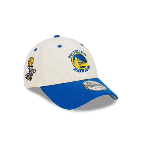 NEW ERA Golden State Warriors Two Tone Champs 9FORTY Snapback Cap - Chrome White/Team