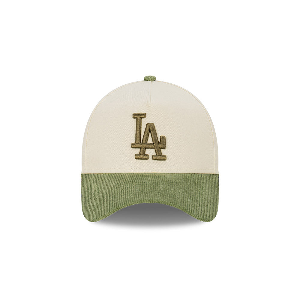 NEW ERA Los Angeles Dodgers 9FORTY A-Frame Snapback Cap - Olive Cord/Chrome White