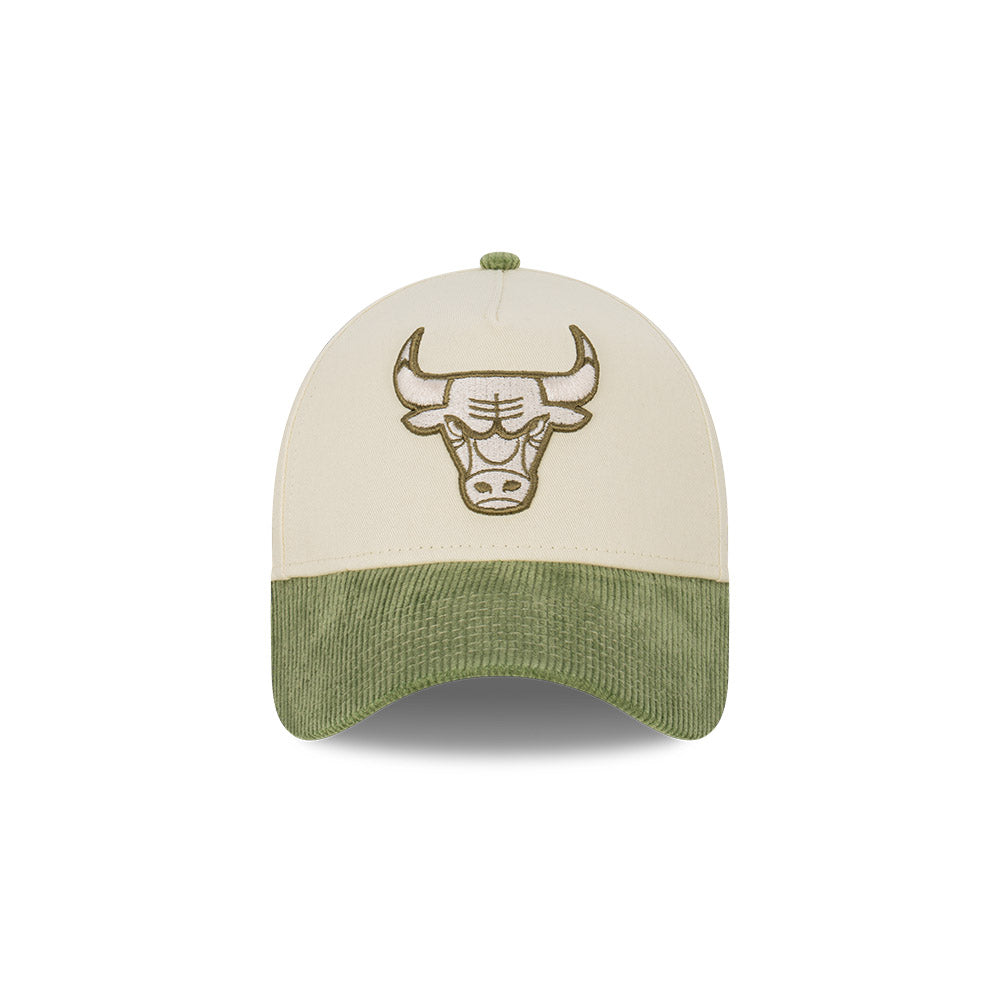 NEW ERA Chicago Bulls 9FORTY A-Frame Snapback Cap - Olive Cord/Chrome White