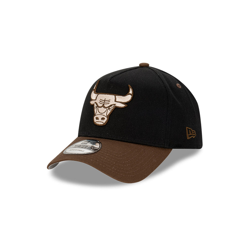 NEW ERA Chicago Bulls Grizzly 9FORTY A-Frame Snapback Cap - Black/Walnut/White/Grey