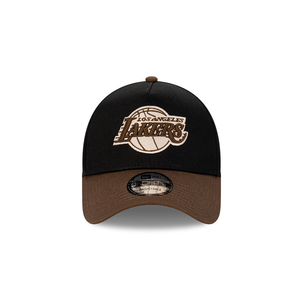 NEW ERA Los Angeles Lakers Grizzly 9FORTY A-Frame Snapback Cap - Black/Walnut/White/Grey